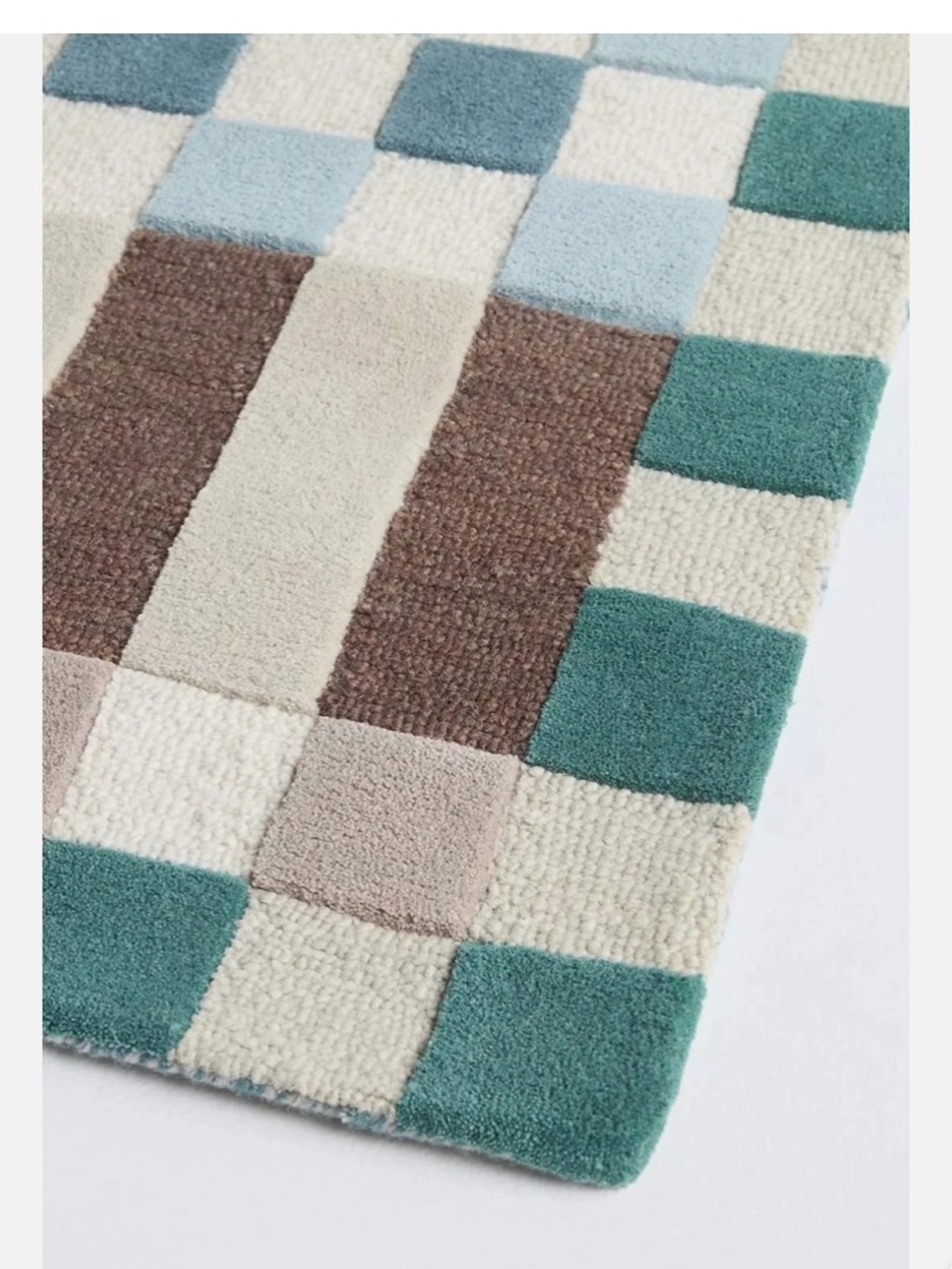 NWT Anthropologie Hoxton Hand Tufted 100% Wool Checkered Rug 2X3